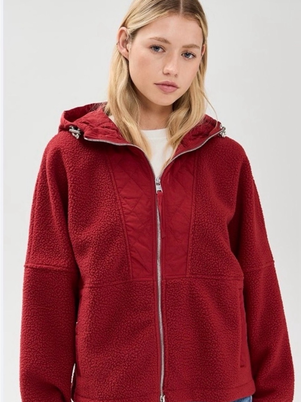 VARLEY XS Richfield Quilt Fleece Combo Hooded Jacket NWT